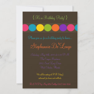 5x7 Colorful Polka Dot Birthday Party Invitation
