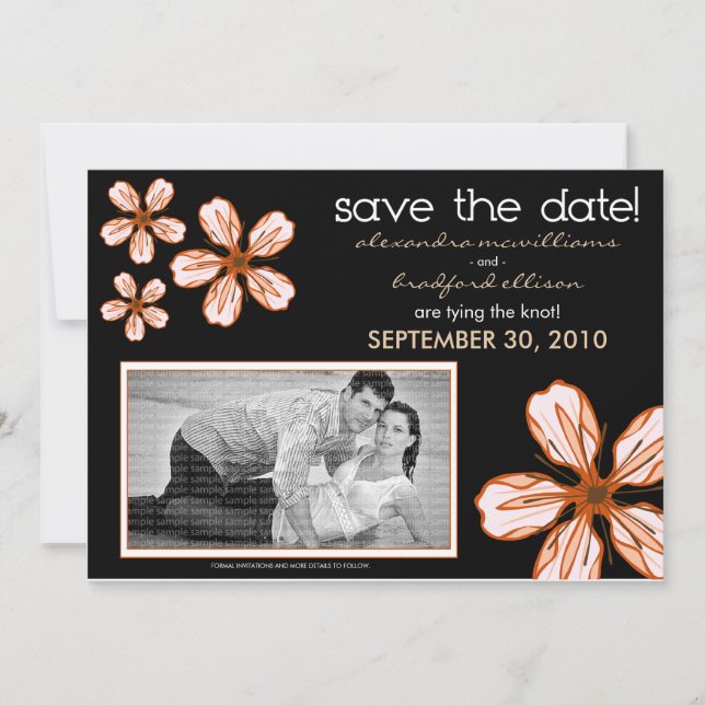 5x7 Coral Cherry Blossom Save/Date Announcement (Front)