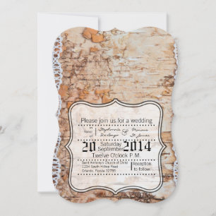 5x7 country barn wood lace trim Wedding Invitation
