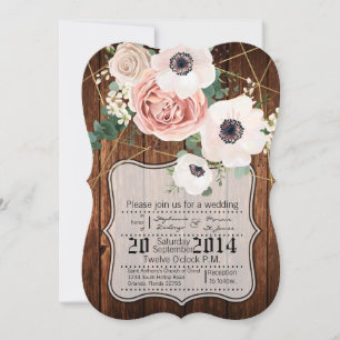 5x7 Country Barn Wood Wedding Invitation