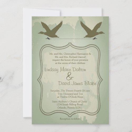 5x7 Country Duck Hunting Rustic Wedding Invitation