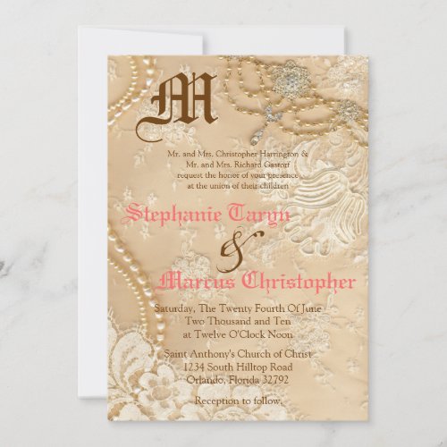 5x7 Country Lace Victorian Vint Wedding Invitation