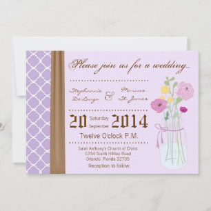 5x7 Country Mason Jar Flowers Wedding Invitation