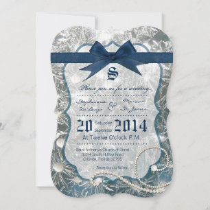 5x7 Cracked Ice Winter Snow Ice Wedding Invitation