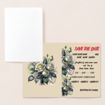 5x7 Creme Rose Wedding Invite Save The Date by CREATIVEWEDDING at Zazzle