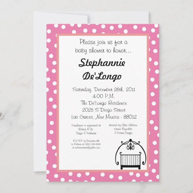 5x7 Crib Cradle Baby Bed Baby Shower Invitation (Front)