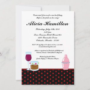5x7 Crimson Red Cocktails Bachelorette Invitation