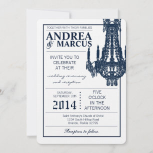5x7 Crystal Chandelier Glitz Wedding Invitation