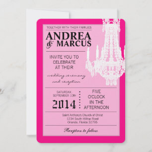 5x7 Crystal Chandelier Glitz Wedding Invitation