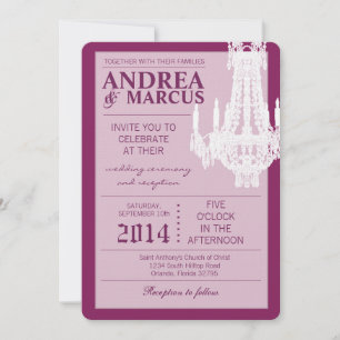 5x7  Crystal Chandelier Glitz Wedding Invitation