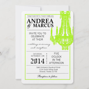 5x7 Crystal Chandelier Glitz Wedding Invitation