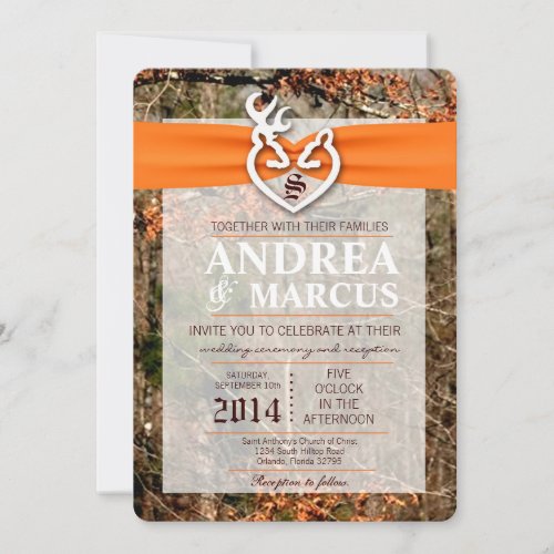 5x7 Deer Couple Doe Buck Camo Wedding Invitation