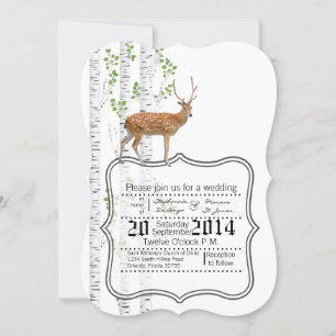 5x7 Deer Doe Woodland Buck LabelWedding Invitation