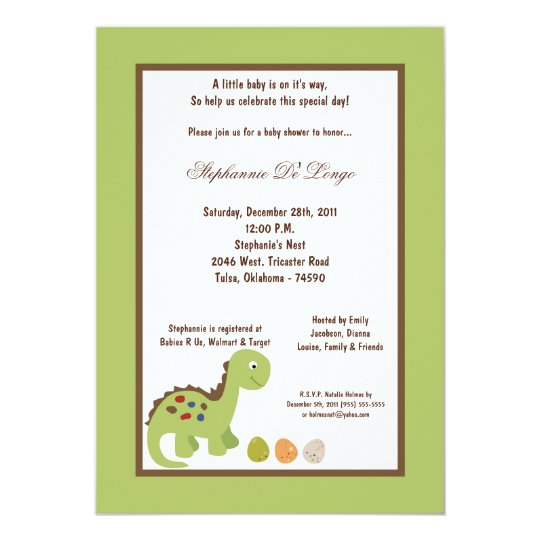 5x7 Dinosaur Baby Shower Invitation
