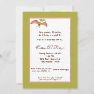 5x7 Dinosaur Birthday Party Invite