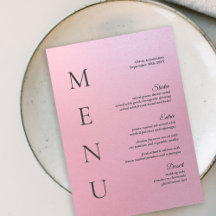 5x7" Elegant Ombre Pink Wedding Table Menu Card