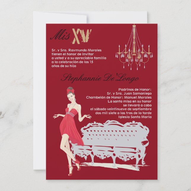 5x7 Elegant Party Quinceanera Birthday Invitation (Front)