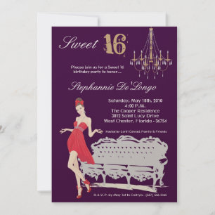 5x7 Elegant Party Sweet 16 Birthday Invitation