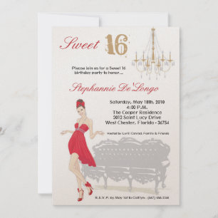 5x7 Elegant Party Sweet 16 Birthday Invitation