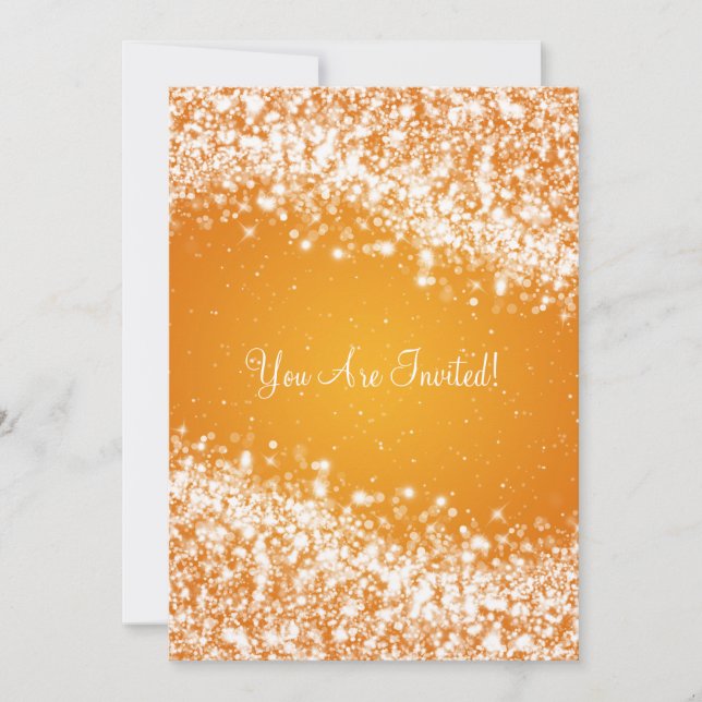 5x7 Elegant Wedding Sparkling Wave Orange Invitation (Front)