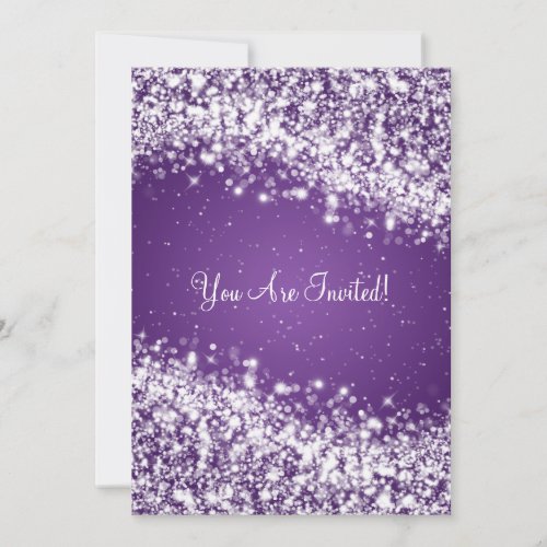 5x7 Elegant Wedding Sparkling Wave Purple Invitation