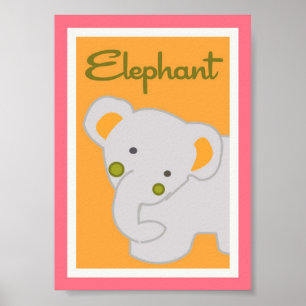 5x7 "Elephant" Jungle Safari Baby Bedding Wall Art
