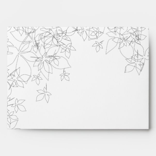 5x7 Envelope Autumn Floral Fall Gray Gunmetal (Front)