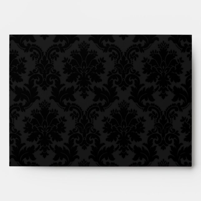 5x7 Envelope Black Damask Outside Orange Inside (Front)