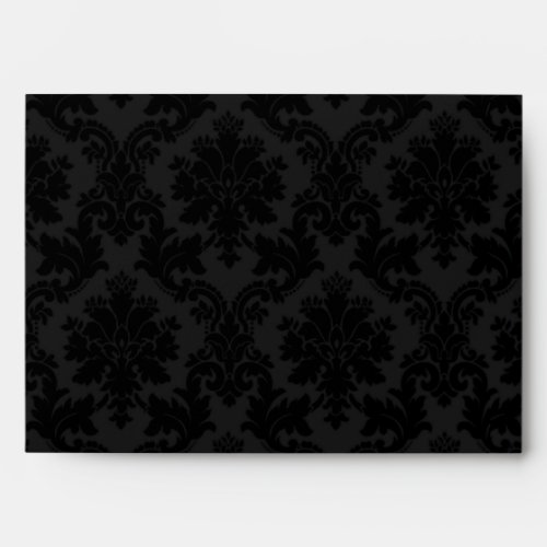 5x7 Envelope Black Damask Outside Purple Inside