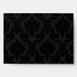 5x7 Envelope Black Damask Outside White Inside