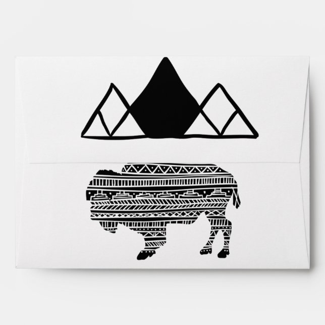 5x7 Envelope Boho Buffalo Tribal Pattern Bohemian (Back (Top Flap))