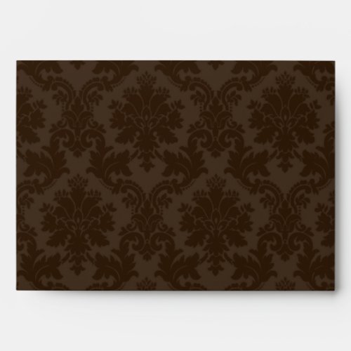 5x7 Envelope Brown Damask Outside Inside