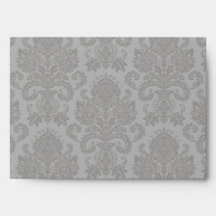 5x7 Envelope Gray Damask Outside Orange Inside