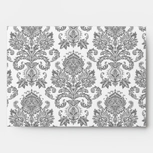5x7 Envelope Gray Grey Damask Outside Yello Inside