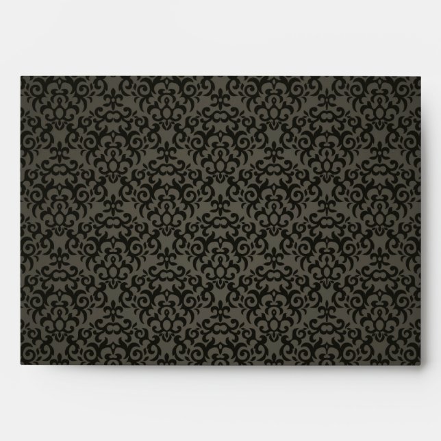 5x7  Envelope Option 1 Black and Gray Damask (Front)
