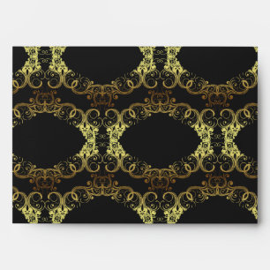 5x7  Envelope Option 1 Gold and Black Damask