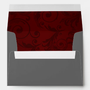 5x7 Envelope Option 2 Dark Maroon Gray Swirls Red