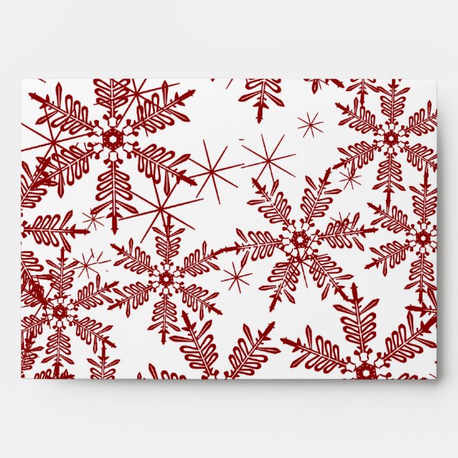 5x7  Envelope Option 3 Christmas Red Snowflakes (Front)
