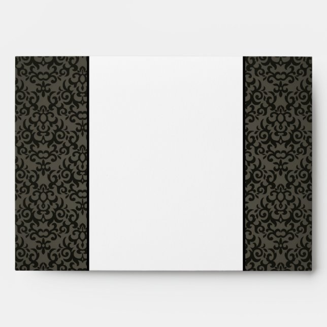 5x7  Envelope Option 4 Black and Gray Damask (Front)