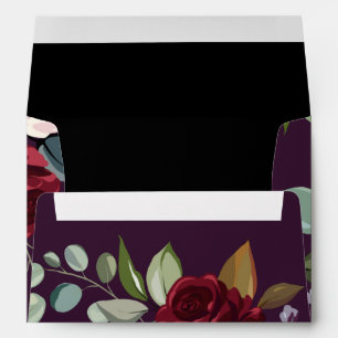 5x7 Envelope Plum Purple Roses Gold Geometric