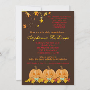 5x7 Fall Leaves TRIPLETS Baby Shower Invitation