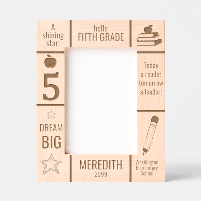 5x7 FIFTH GRADE Elementary School Photo Custom Engraved Frames (Front)
