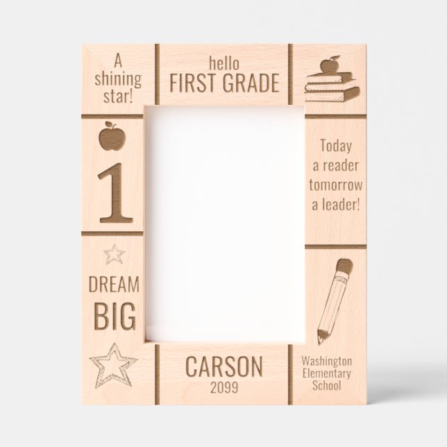 5x7 FIRST GRADE Elementary School Photo Custom Engraved Frames (Front)
