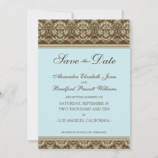 5x7 Flat Save the Date Vintage Baroque : baby blue