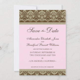 5x7 Flat Save the Date Vintage Baroque: baby pink