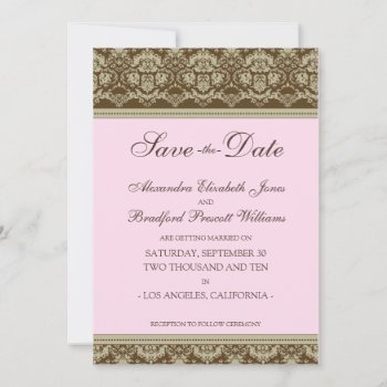 5x7 Flat Save The Date Vintage Baroque: Baby Pink by TheWeddingShoppe at Zazzle