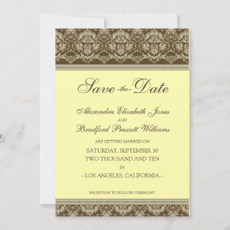 5x7 Flat Save the Date Vintage Baroque :: lemon