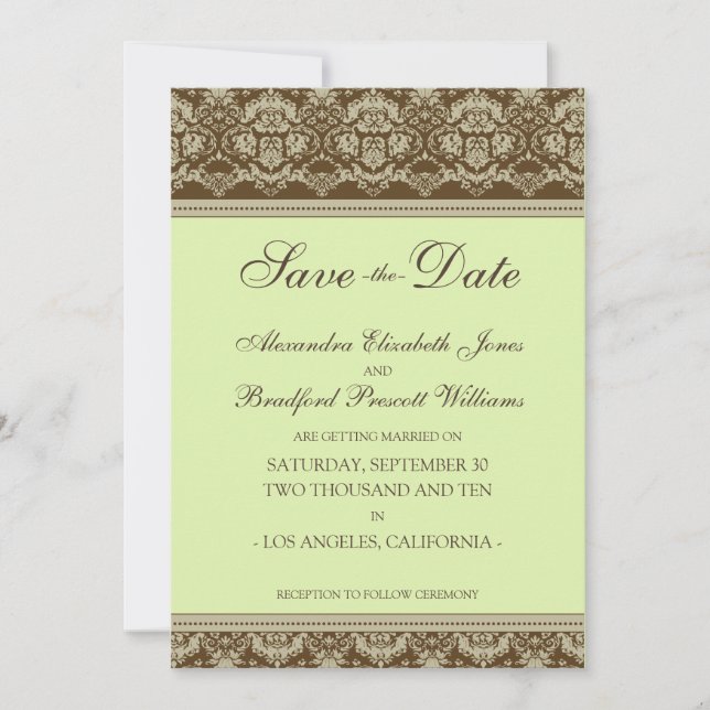 5x7 Flat Save the Date Vintage Baroque :: lime (Front)
