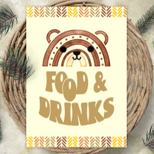 5x7 Food & Drinks Boho Woodland Bear Birthday Poster