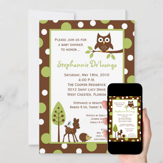 5x7 Forrest Woodland Animal Baby Shower Invitation | Zazzle